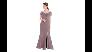 ブライズメイドドレス専門店エクラ L709 オフショルダーロングドレス | Off the Shoulder Bridesmaid Long Dress L709