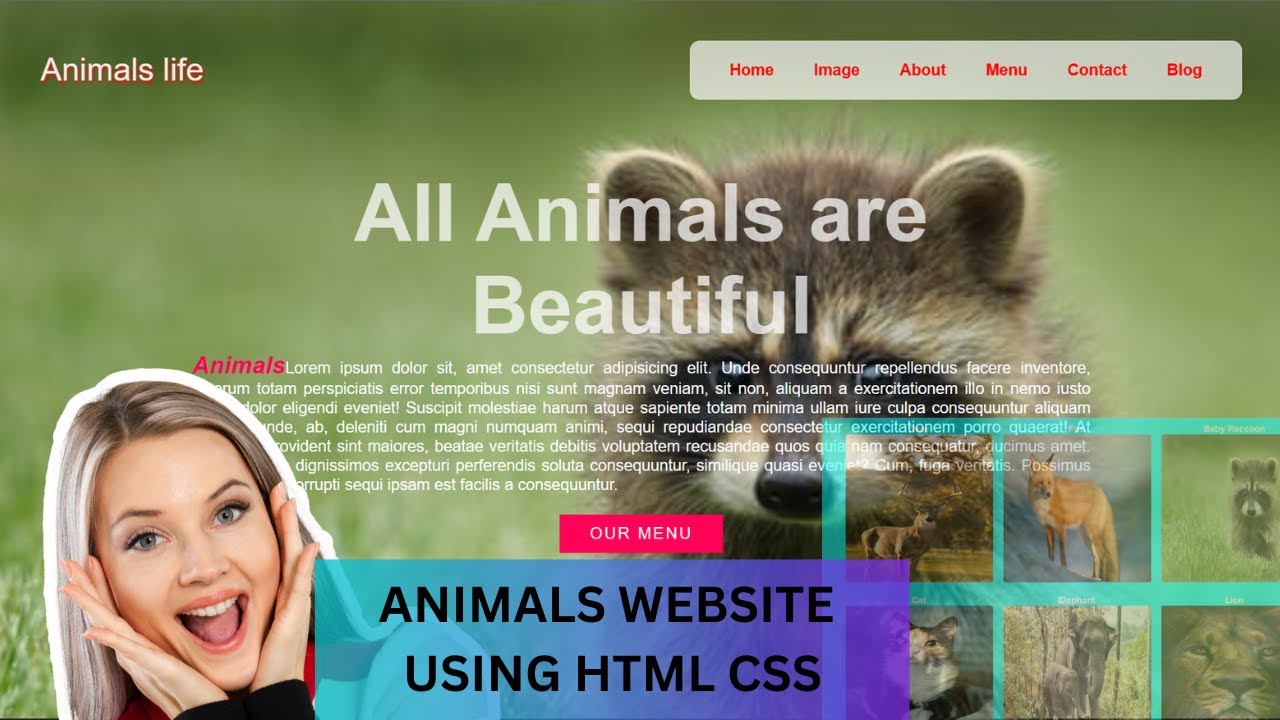 How to make a Animals web site using html and CSS - YouTube
