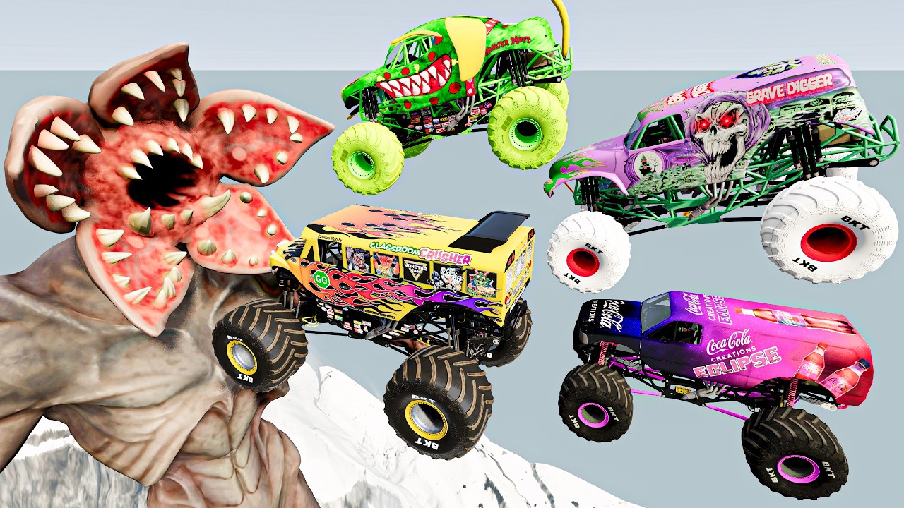 Monster Jam Power - Incredible Flying Crashes | Monster Trucks Full Throttle  Insane