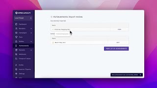 Advanced loyalty achievement features: import and export, custom rule names