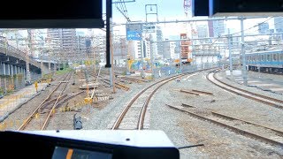 [4K60p前面展望] 線路切替後 山手線内回り 品川～田町 Yamanote Line cab view