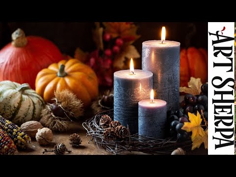 FALL CANDLE Beginners Learn to paint Acrylic Tutorial Step by Step