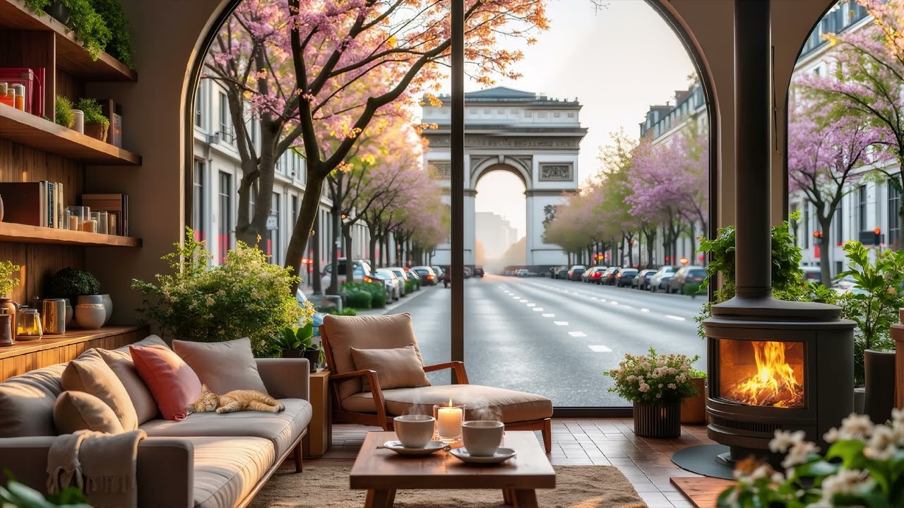 Sweet Jazz Music ☕ Paris Spring Café Ambience with Relaxing Jazz Piano for Work, Study