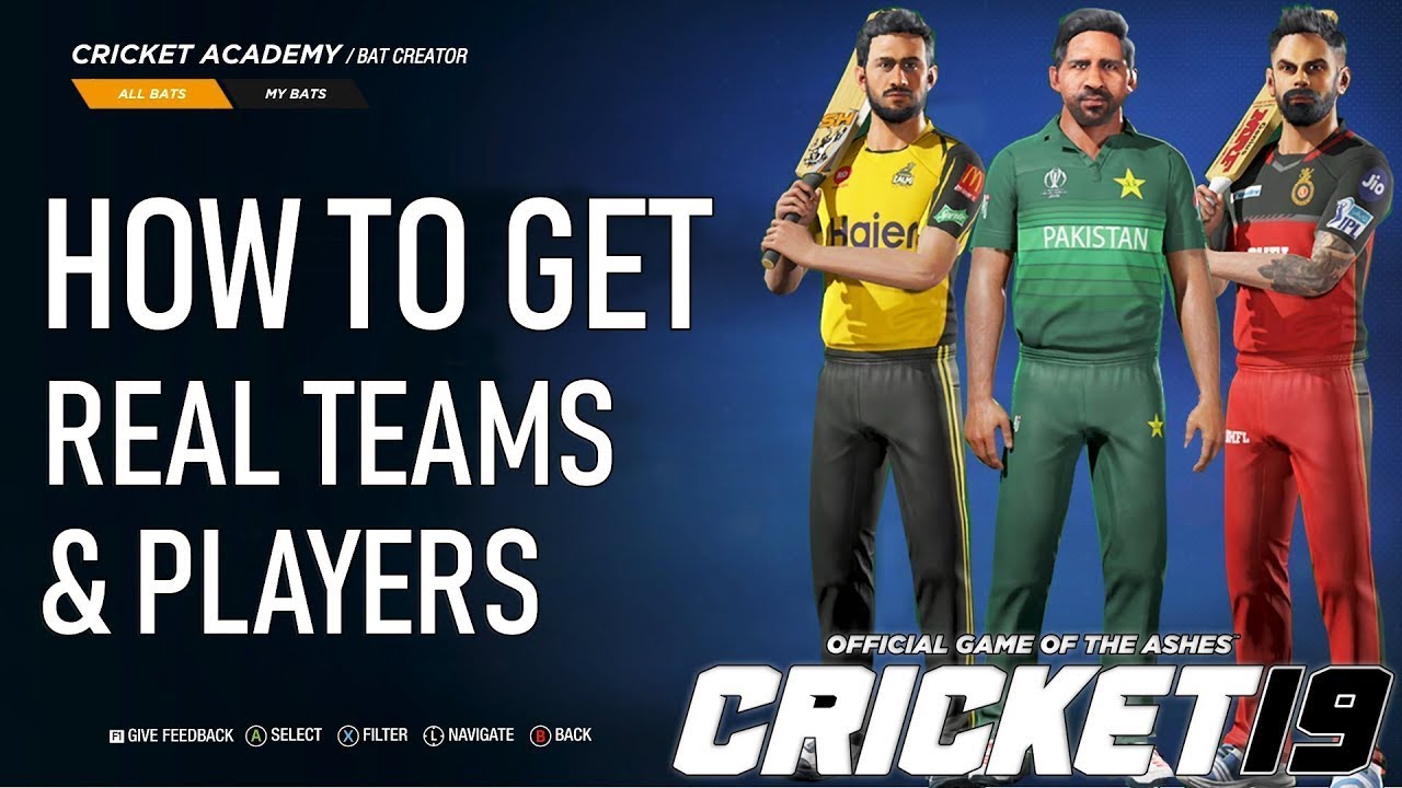 how to download real teams, players, stadiums in cricket 19