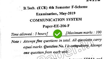 BTech ECE 4th Sem Communication System Question 2019 Paper