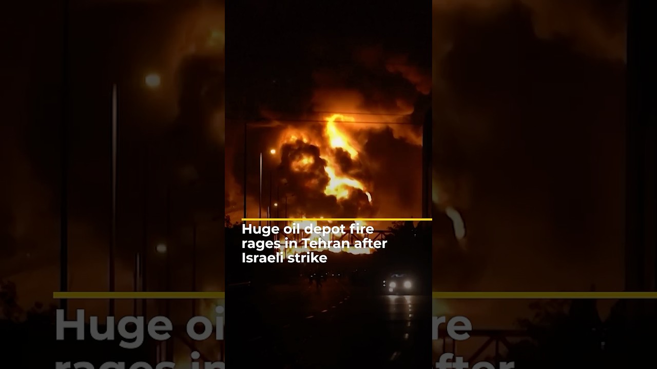 اندلع حريق هائل في مستودع نفطي بطهران عقب غارة إسرائيلية.
