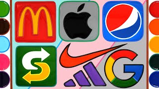 Famous logo Jelly Painting art - McDonald's, Apple, NIKE, Pepsi, Adidas | Mewarnai logo merek