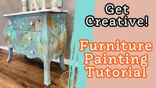 Easy Beginners Furniture Painting using intuitive art process