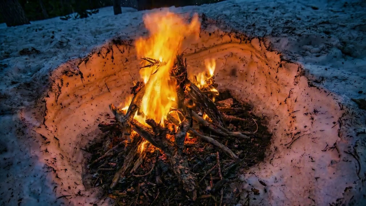 🔥Snowy Campfire Sounds for Deep Sleep | Winter Ambience🔥