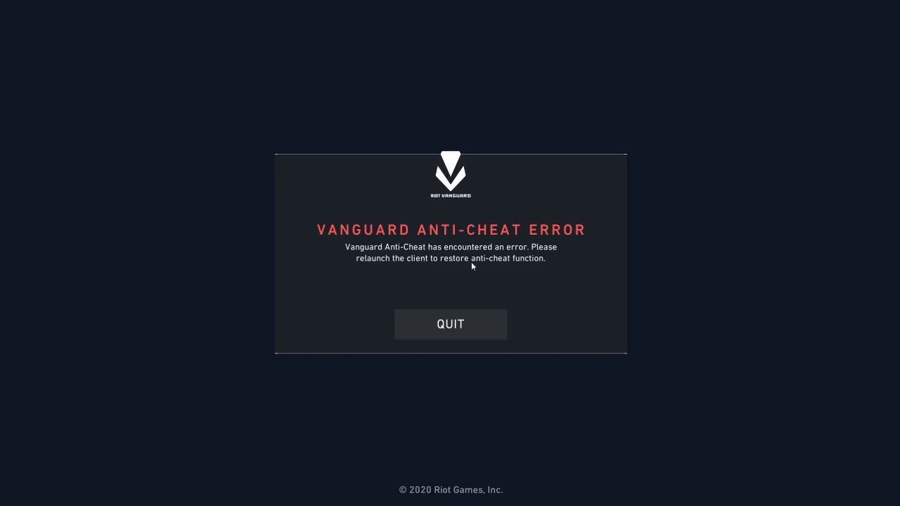 Valorant Ошибка Vanguard Anti Cheat 22.04.20