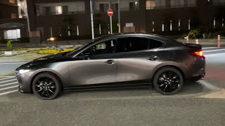 Mazda3 Sedan Machine Grey at Night | Japan Ambient 4K