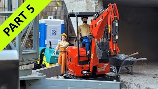 Building block of flat, RC Excavator Kubota Hutter U17, Man Mixer truck Crane. PART 5