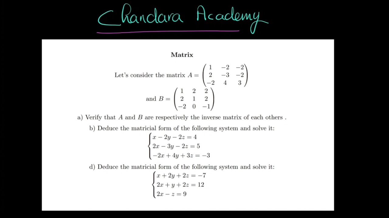 Solving an Equation System Using Matrices!! GRADE 11 - YouTube