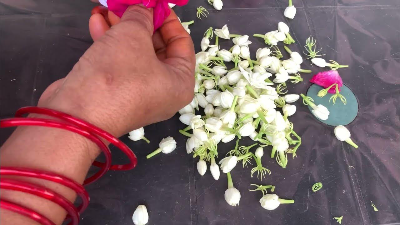 Jasmine flowers Mala/normal knots/easy knots Eeshikas Channel YouTube