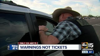 Pinal county sheriff mark lamb handed out warnings instead of
citations during this abc15 ride along.