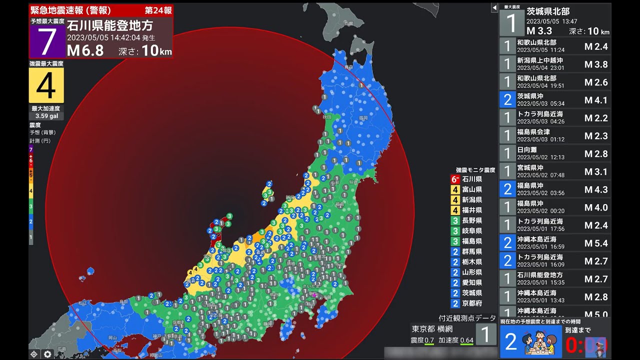 LCD緊急地震速報ライブ配信