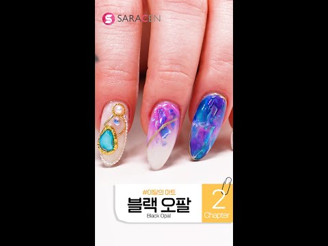 6월의 아트🎨- 블랙 <strong>오팔</strong> 네일 #shorts#쇼츠