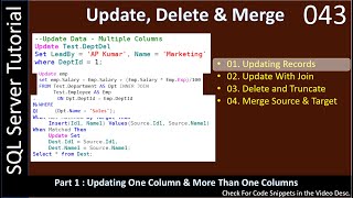 Update & Delete | Part 1 - Updating Table Data | SSMS TSQL Tutorial #43