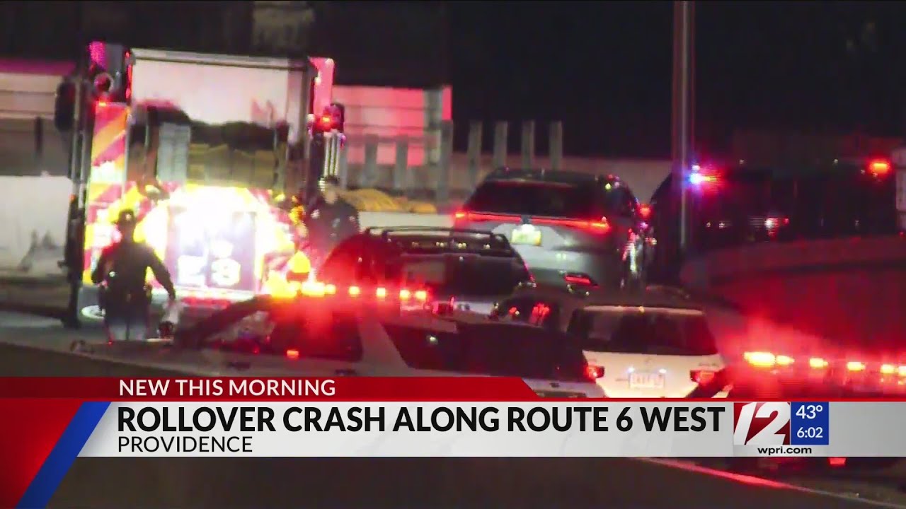 Providence police respond to rollover crash on Route 6 - YouTube
