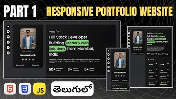 Portfolio Website Using HTML, CSS & JavaScript in Telugu — Part 1 | Navbar & Profile Card Design 