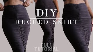 DIY RUCHED SKIRT. How To Sew: Ruched Skirt With Elastic - Full sewing tutorial #howto #diy #fashion