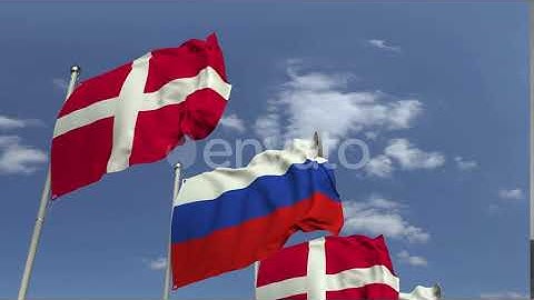 Waving Flags of Denmark and Russia | Motion Graphics - Envato elements