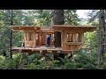 A Man Built a Large Tree House in the MOUNTAINS With His Own Hands