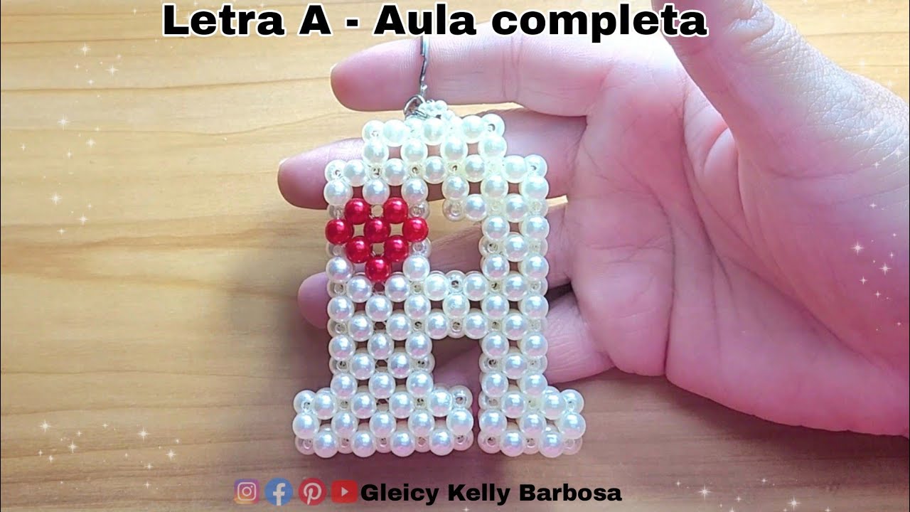 Letra A de pérolas Parte 1 completa e sem corte-Chaveiro letra Aa