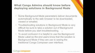 Conga Webinar - Learn How to Conga Composer in Background Mode