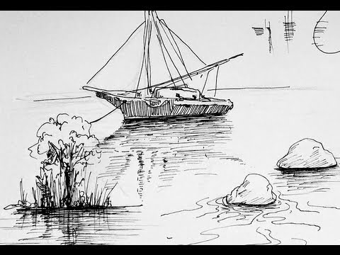 Pen & Ink Drawing Tutorials | How to draw water reflection - YouTube