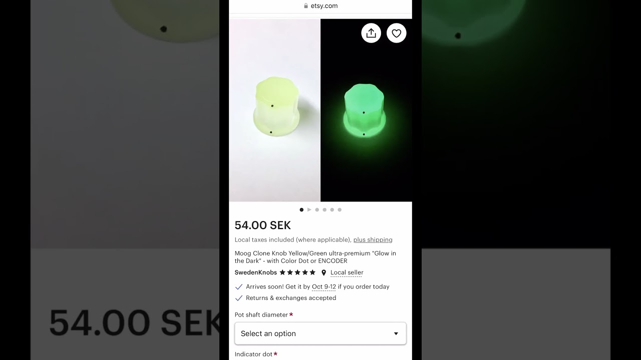 🔥Amazing knobs - Moog Clone Yellow/Green "Glow in the Dark" Epoxy Resin Knobs - Sweden Knobs