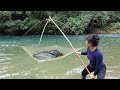 Hunting Wild Fish, Catch Fish In in Streams, Traditional Fishing with Nets Catch a Lots of Fish