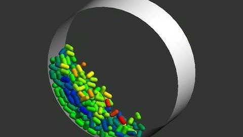 capsules in a rotating drum