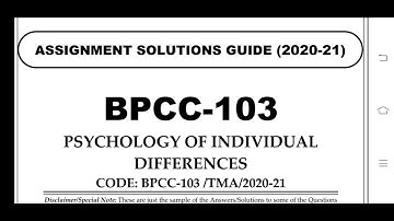 BPCC 103 Ignou Solved Assignment