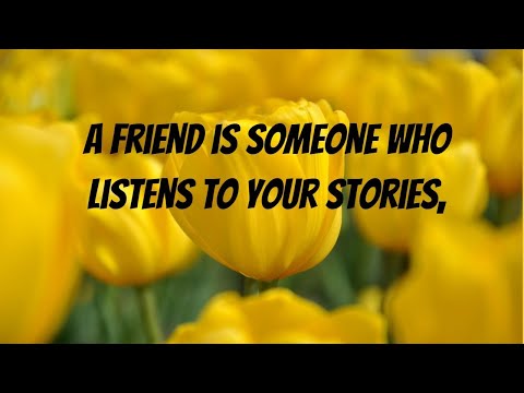 A friend is someone who listens to your stories,