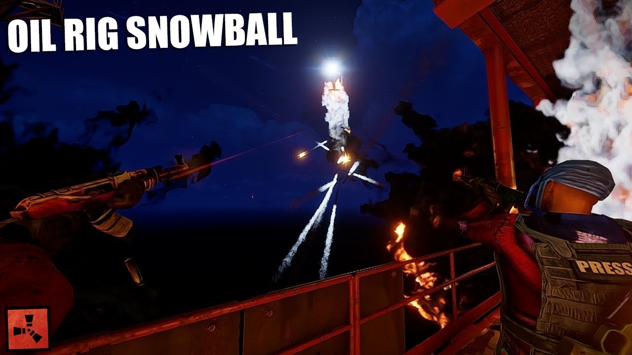 Rust - OIL RIG SNOWBALL MAKES US RICH! (TAKING HELI FROM OIL RIG) - YouTube