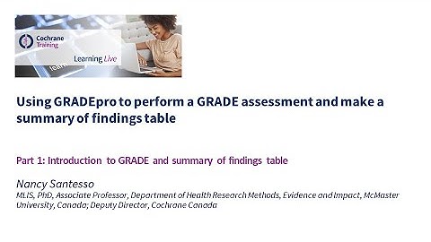 Part 1: Introduction to GRADE and summary of findings table