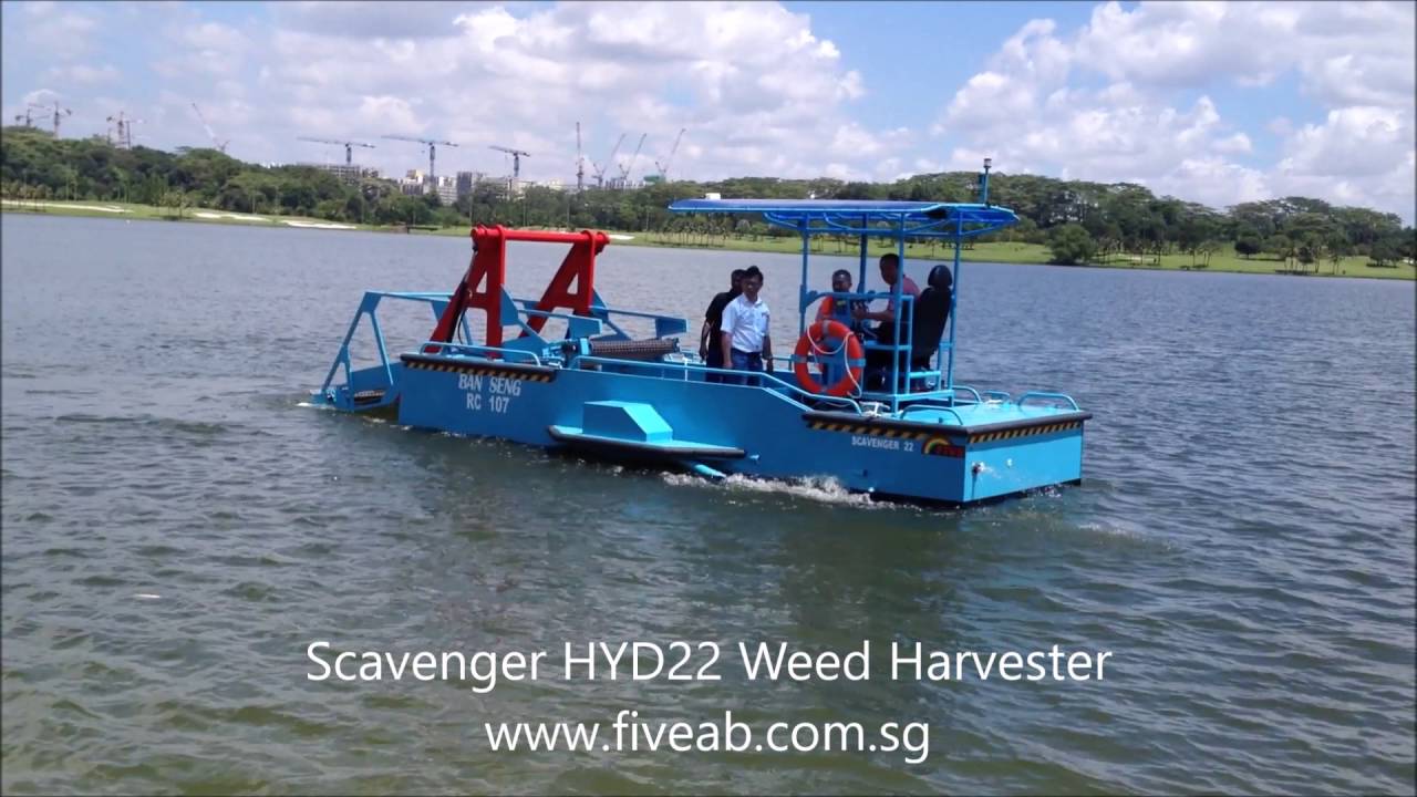 River Cleaning Boat in Singapre Scavenger HYD22 Weed Harvester YouTube