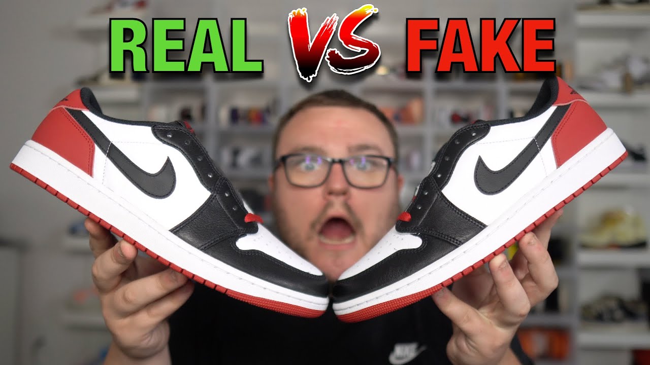 GREAT FAKES! AIR JORDAN 1 LOW BLACK TOE REAL VS FAKE - YouTube