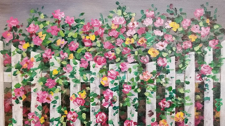 Climbing Roses on Fence Acrylic Painting LIVE Tuto...