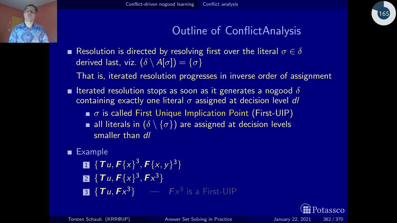 Answer set solving in practice, solving, conflict-driven nogood learning, conflict analysis