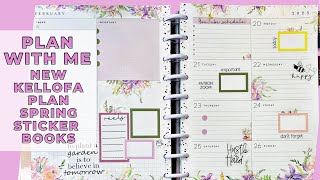 PLAN WITH ME & FLIP THROUGH | NEW KELLOFAPLAN SPRING STICKER BOOKS | THE HAPPY PLANNER
