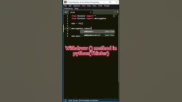Withdraw method in python (tkinter)- hides the main window #shorts @allthingstechy