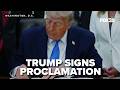 President Donald Trump signs a proclamation on commercial fishing in the Pacific.