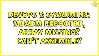 Celebrity DevOps & SysAdmins: mdadm rebooted, array missing? can't assemble? (2 Solutions!!) Profile