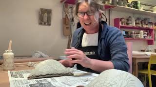 How to make a lace texture wall hung pocket/planter - Home Pottery School