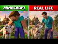 Minecraft VS Real Life – Steve & Wolf 🐺