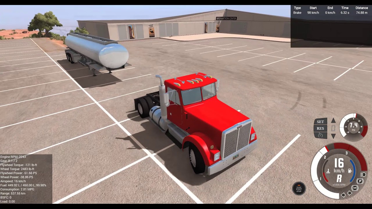 Using Only Trailer Brakes To Stop In BeamNG.drive! | Gavril T-Series and Bruckell LeGran