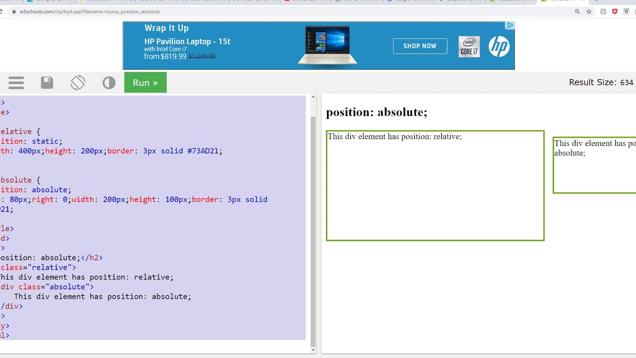 CSS Position (absolute) example - YouTube