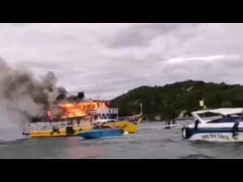Major boat fire caught on video in Pattaya Bay